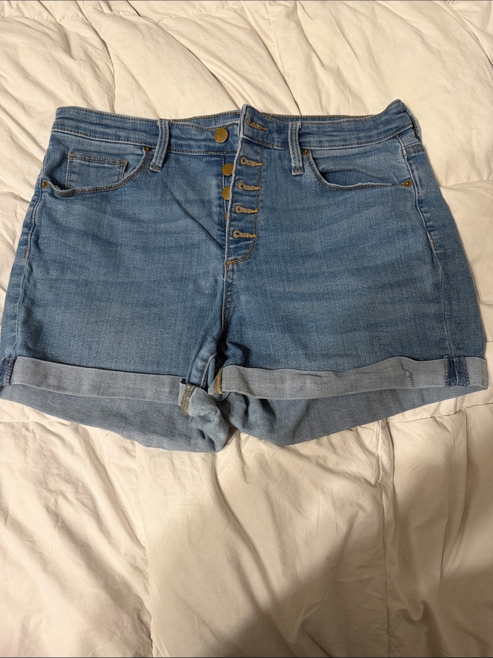 Universal Thread Light Blue Button-Fly Rolled Hem Denim Shorts